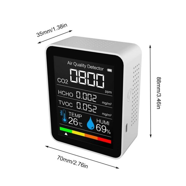 WIFI Multifunctional 5in1 CO2 Meter Digital Temperature Humidity Tester Carbon Dioxide TVOC HCHO Detector Air Quality Monitor