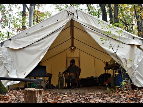 Off Grid : Man and Dogs Dwell in Canvas Tent
